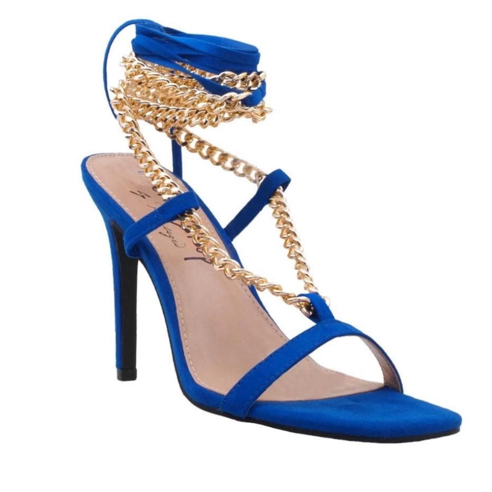 Laelia royal blue chain heels